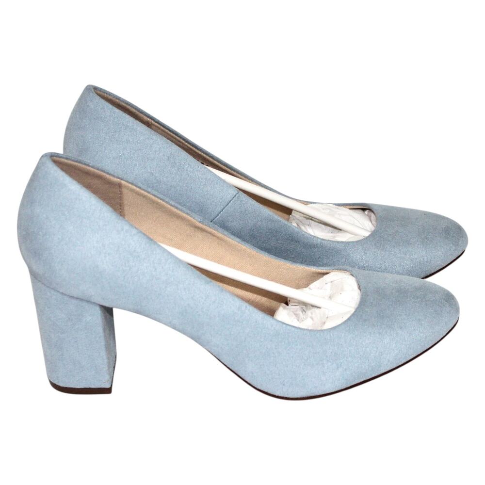Baby Blue Suede Block Heel Pumps Size 8.5 NWT